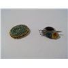 Image 2 : 1 Aventurine Brooch + 1 with Bloodstone, Carnelian and Jasper Stone