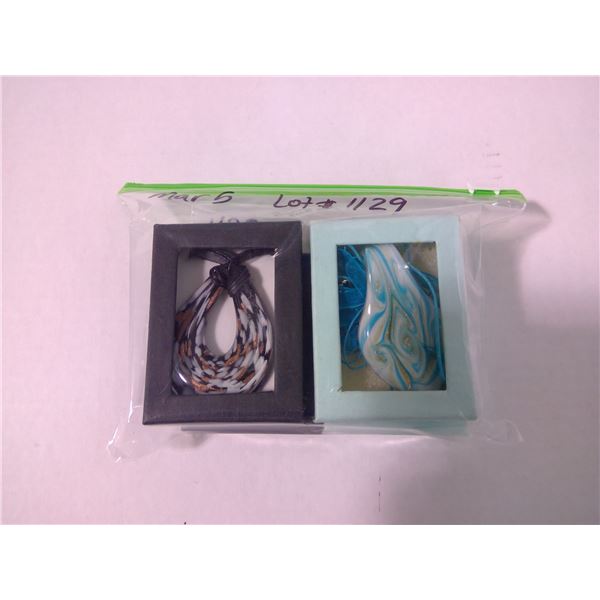 4 Copper Infused Hand-Blown Glass Necklaces + Pendants –1 Earrings