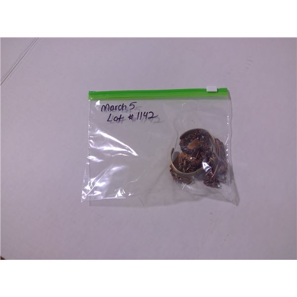 5 Copper Bracelets, Humming Bird, Wolf, Cat + 1 Anklet