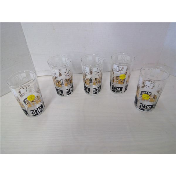 5 Glasses - White/Black/Gold