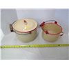 Image 1 : Beige/Red Large Enamel Pot & Kettle
