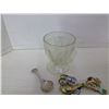Image 3 : Pressed glass Spooner, Beaded Oval and Fan pattern, with teaspoons