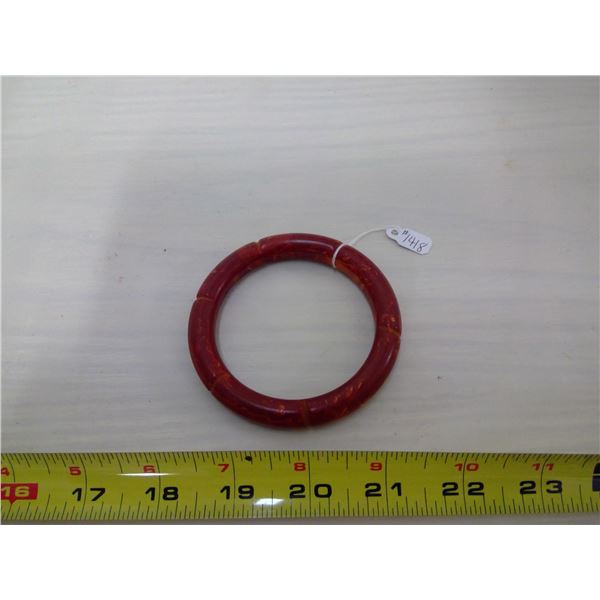 Reddish orange Bakelite bracelet, Bamboo design