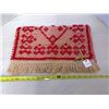 Image 4 : Heart shaped wool basket and handmade cotton and wool runner 41” x 16 ½”