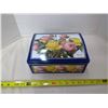 Image 1 : Floral tin of wooden spools with ribbon and trim