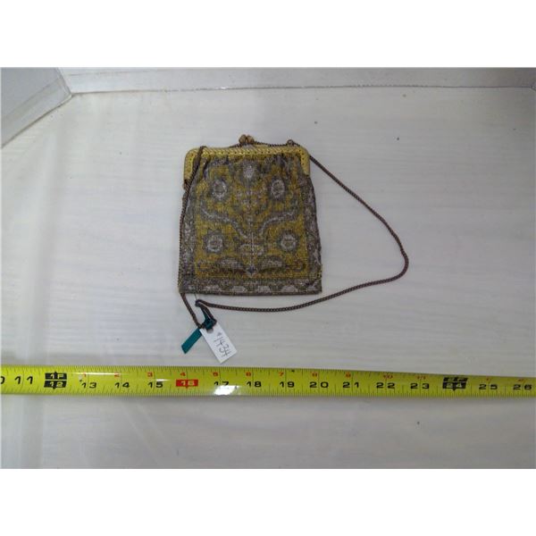 Vintage steel beaded purse, acorn clasp, 1900’s, as is