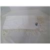 Image 2 : Vintage square tablecloths, embroidered silk and fringed damask