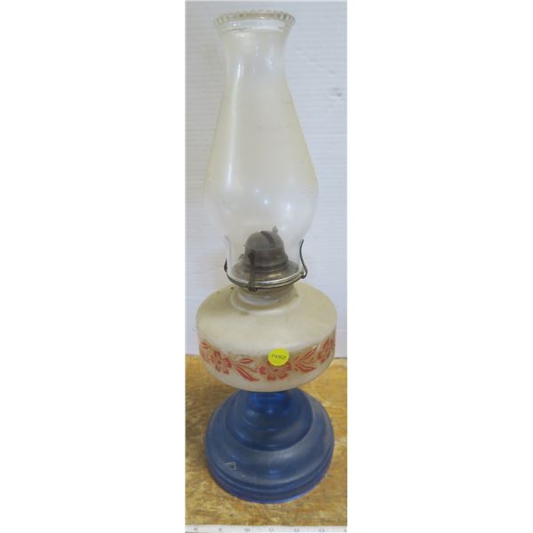 Coal Oil Lanterns 18"H - Blue Base ,Flower Pattern