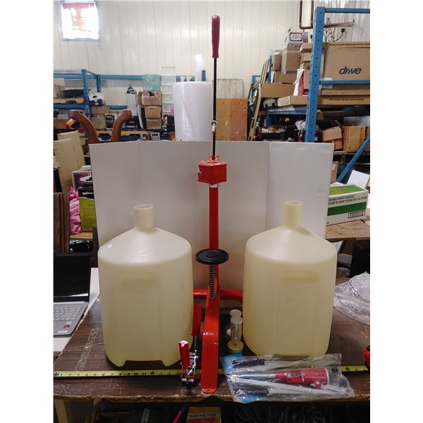 Wine Making Lot -  2 Jugs, Cork Press, & Misc. Equipment