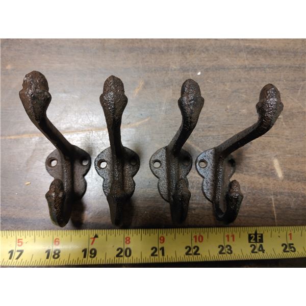 4 x  4" Iron Acorn Hooks