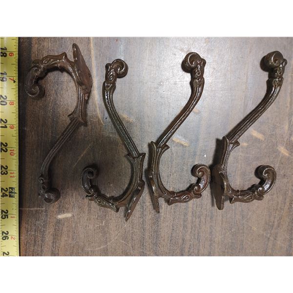 3 x Decorative Iron 6" Coat Hooks
