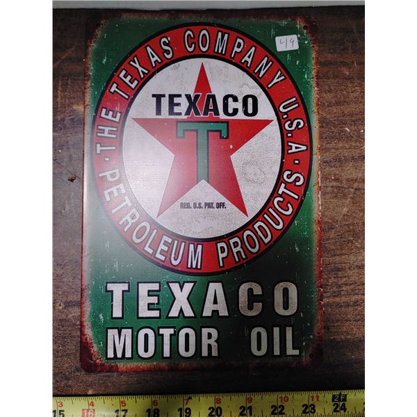 Tin Sign 8 x 11 3/4 Texaco