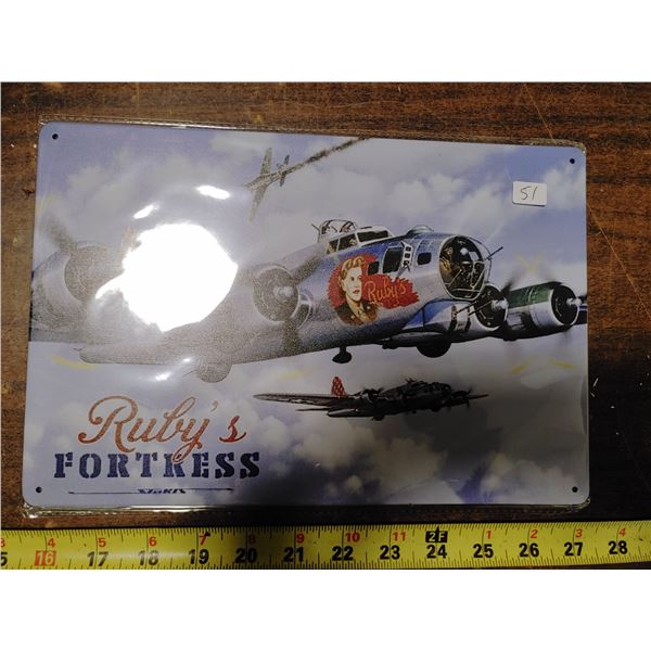 Tin Sign 8 x 11 3/4 Ruby's Fortress