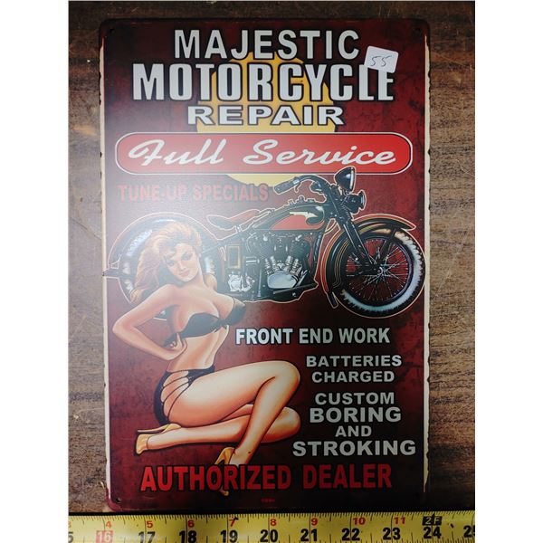 Tin Sign 8 x 11 3/4 Majestic Motorcycle