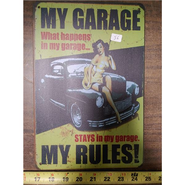 Tin Sign 8 x 11 3/4 My Garage