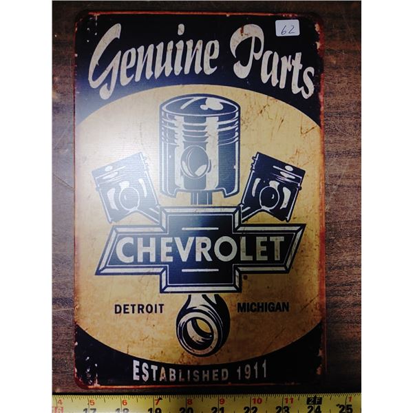 Tin Sign 8 x 11 3/4 Chev