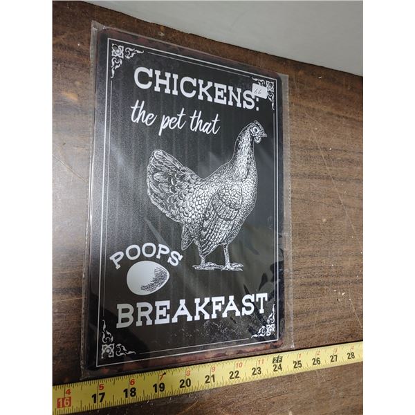 Tin Sign 8 x 11 3/4 Chicken Pet