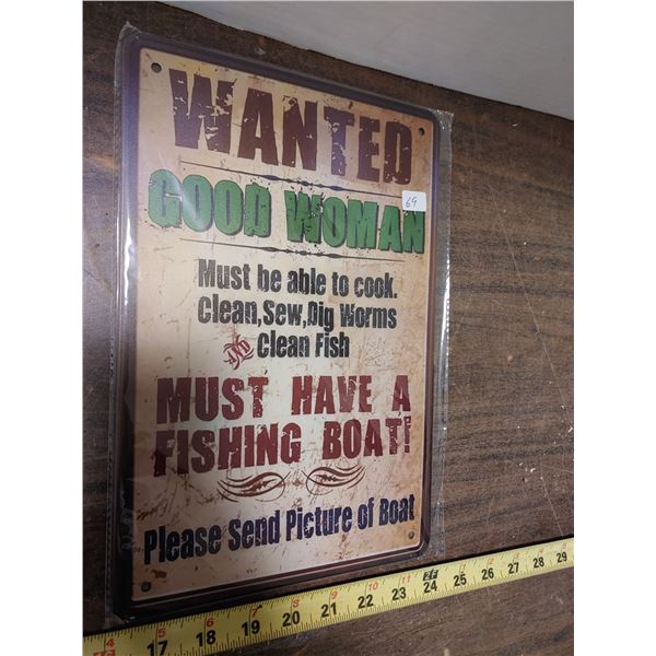 Tin Sign 8 x 11 3/4 Wanted