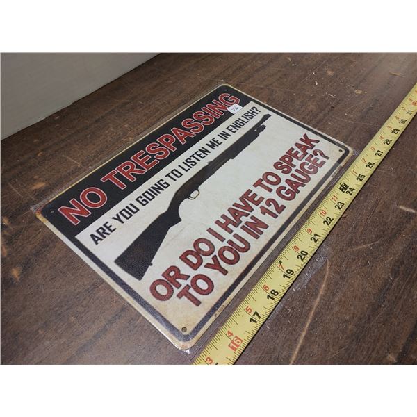Tin Sign 8 x 11 3/4 12 Gauge