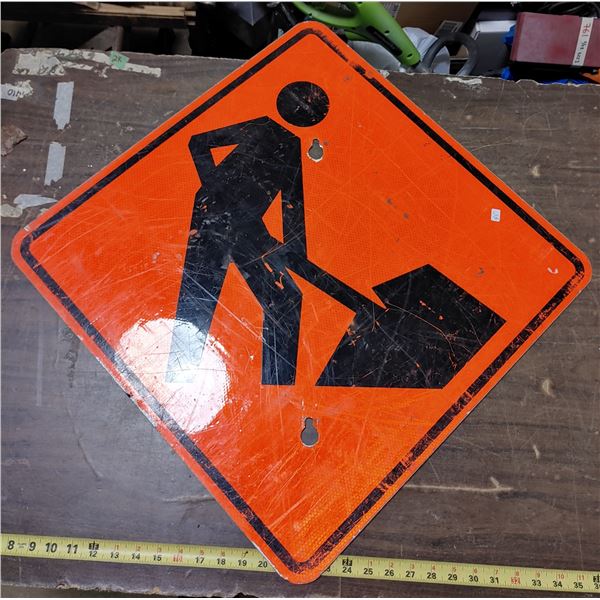 Man Digging Metal Sign (23 X 23  Inch)