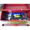 Image 4 : Red Metal Tool Box w/ Misc. 19x7x7H in.