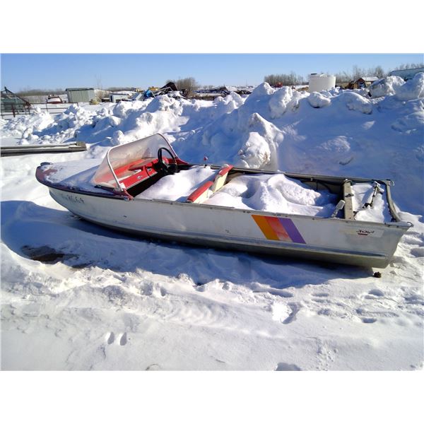 Aluminum Boat - 14ft. Long (nose to butt) - Hole in Rear