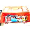 Image 3 : Red Plastic Toolbox 24x10x10" & Lot of Tools
