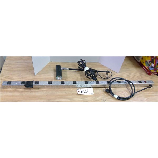 Small Black Lamp & Large 12 Port Shop Power Bar