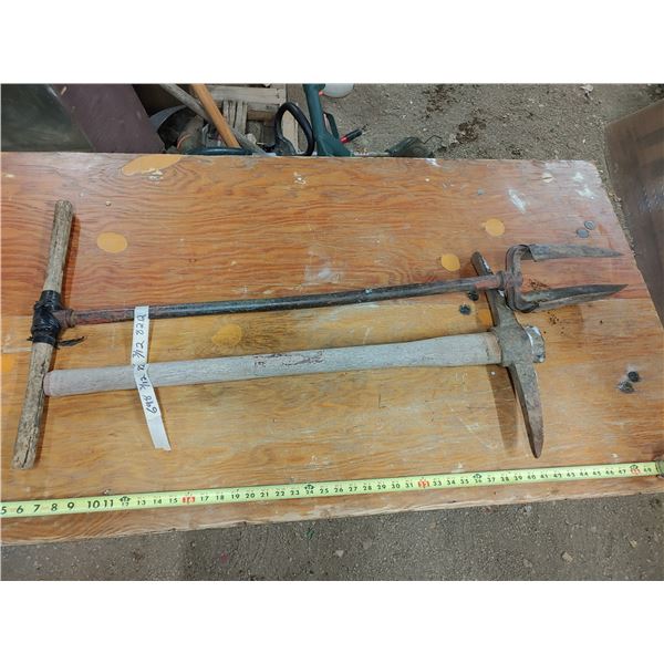 Pick Axe And Post Hole Auger