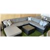 Image 1 : BRAND NEW BLACK RATTAN U-SHAPE PATIO SECTIONAL SOFA W/ OTTOMAN AND COFFEE TABLE - RETAIL $2899