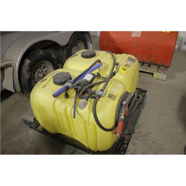 12 Volt Sprayer c/w 2 Tanks, Hose and Wand, Plus New Booms