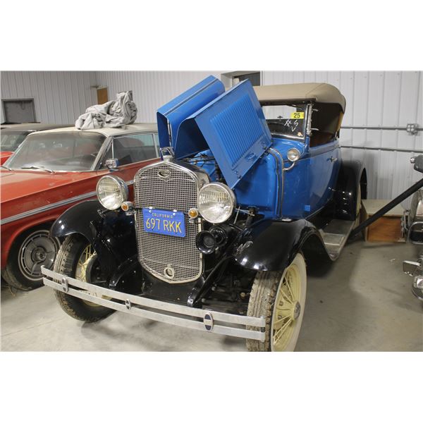 1930 Ford Roadster, #A4217586 older restoration, some body damage behind rear of roof, Did Not Start