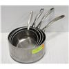 Image 1 : LOT OF 4 ALUMINUM SAUCE POTS.
