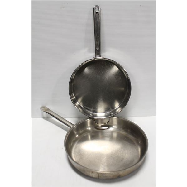 LOT OF 2 STAINLESS STEEL SAUTE PANS 14" & 12"