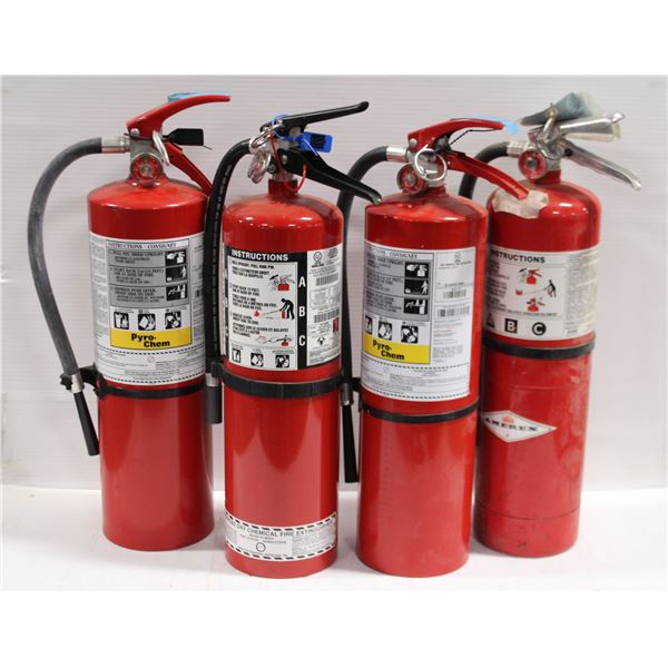 GROUP OF FOUR 10LB DRY CHEMICAL FIRE EXTINGUISHERS