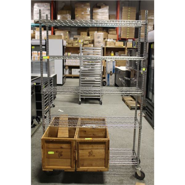 5 TIER CHROME WIRE RACK ON CASTERS 48