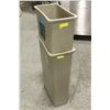 Image 1 : LOT OF 2 RUBBERMAID SLIM STYLE BEIGE GARBAGE CANS