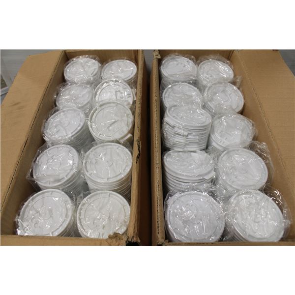 LOT OF 2 BOXES OF 1000 10-20OZ PLASTIC LIDS