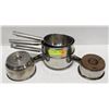 Image 1 : LOT OF 5 S/S SAUCE POTS. 2 - 1.5QT, 2 - 1QT,