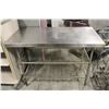 Image 1 : STAINLESS STEEL WORK TABLE W/ 2 WIRE UNDERSHELVES.