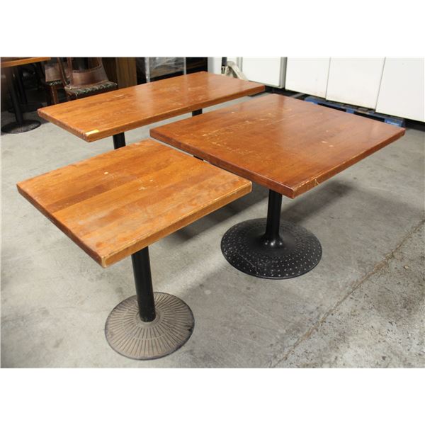 LOT OF 3 WOOD TOP DINING TABLES