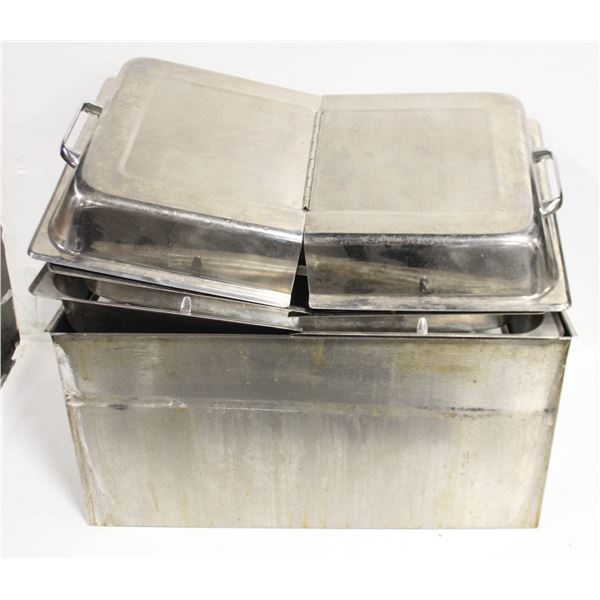 TRAY W/ HINGED FULL SIZE FOOD PAN/CHAFFING LIDS, S