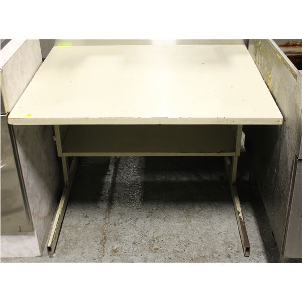 BEIGE DESK W/ UNDER STORAGE