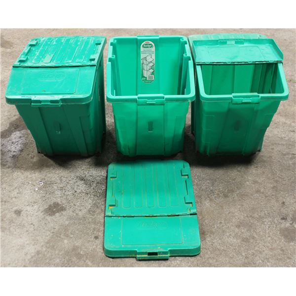 LOT OF 3 TUCKER 20 GALLON STACKING RECYCLE BISN W/