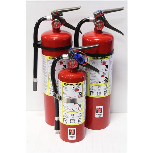 LOT OF 3 ASSORTED STRIKE FIRST FIRE EXTINGUISHERS