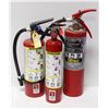 Image 1 : LOT OF 3 ASSORTED FIRE EXTINGUISHERS *NOT CHARGED