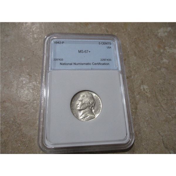 1942-P USA 5 Cent NNC MS 67+