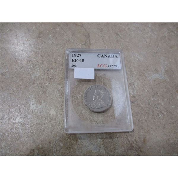 1927 Canada 5 Cent ACG EF 45