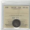 Image 1 : 1871-H Canada 10 Cent Lightly Toned ICCS VF 30