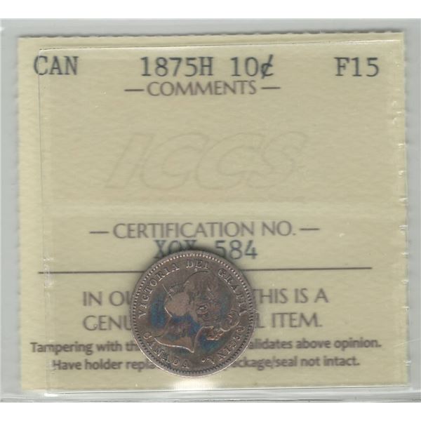 1875-H Canada 10 Cent ICCS F 15